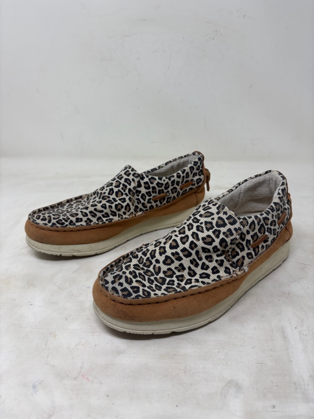 Sperry Men's Leopard Print Slip-On Loafers with Brown Trim